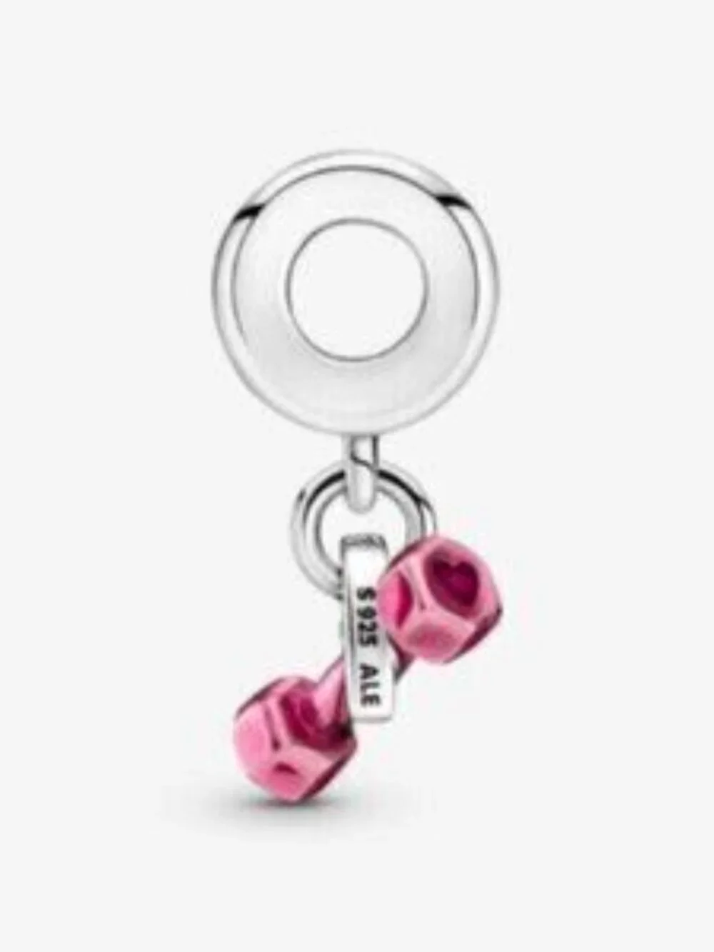 Pandora Pink Heart Dumbbell Dangle Charm